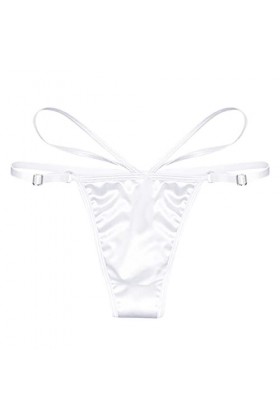 UOWEG Femmes Brodé Papillon Creux Sexy Taille Basse Culotte Open Cut Pearl Massage String Lingerie Sous-vêtements Sexy, Blanc