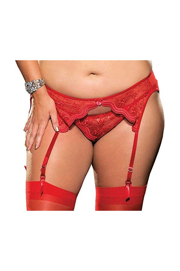 Shirley of Hollywood Nombre X622&nbsp;Taille 3&nbsp;X/4&nbsp;X Rouge festonné Broderie Garterbelt