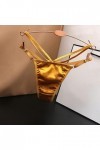 UOWEG Femmes Brodé Papillon Creux Sexy Taille Basse Culotte Open Cut Pearl Massage String Lingerie Sous-vêtements Sexy, jaune