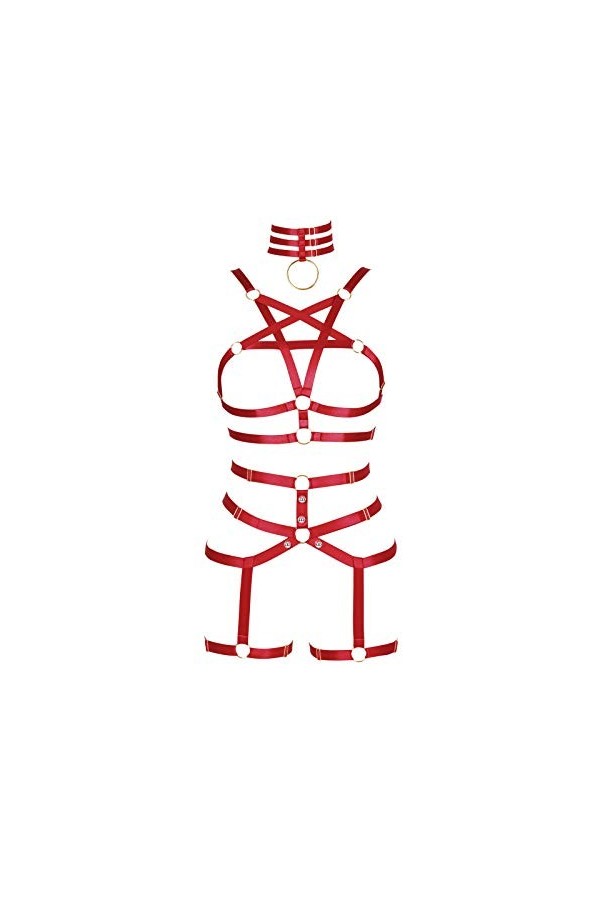 Ensemble harnais de corps punk pour femme avec bretelles et porte-jarretelles style harajuku gothique festival rave wear - ro