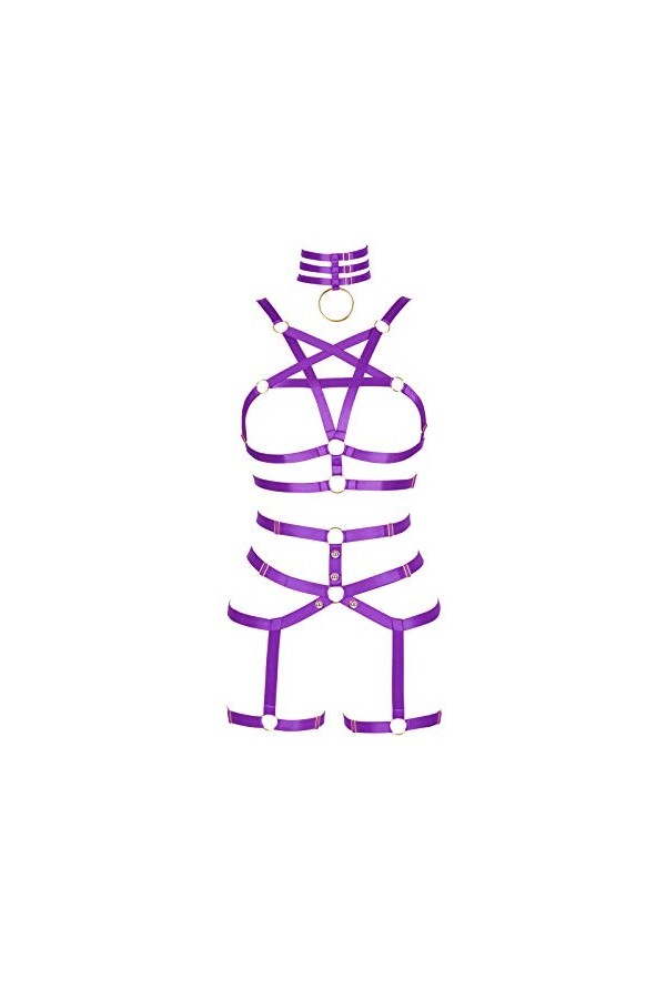 Ensemble harnais de corps punk pour femme avec bretelles et porte-jarretelles style harajuku gothique festival rave wear - ro