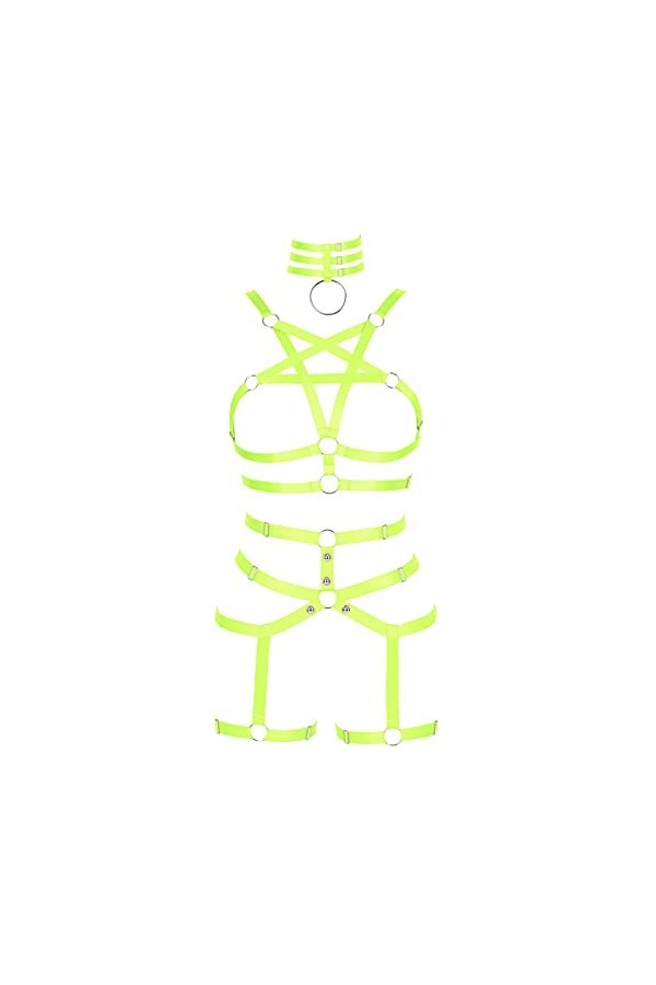 Ensemble harnais de corps punk pour femme avec bretelles et porte-jarretelles style harajuku gothique festival rave wear - ro