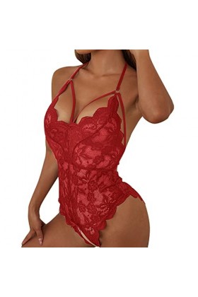 Combinaison Pyjama Femme Une-pièce - Lingerie Nuisette Dentelle Femme Grande Taille Pyjamas en Satin Lingerie Costumes Babydo