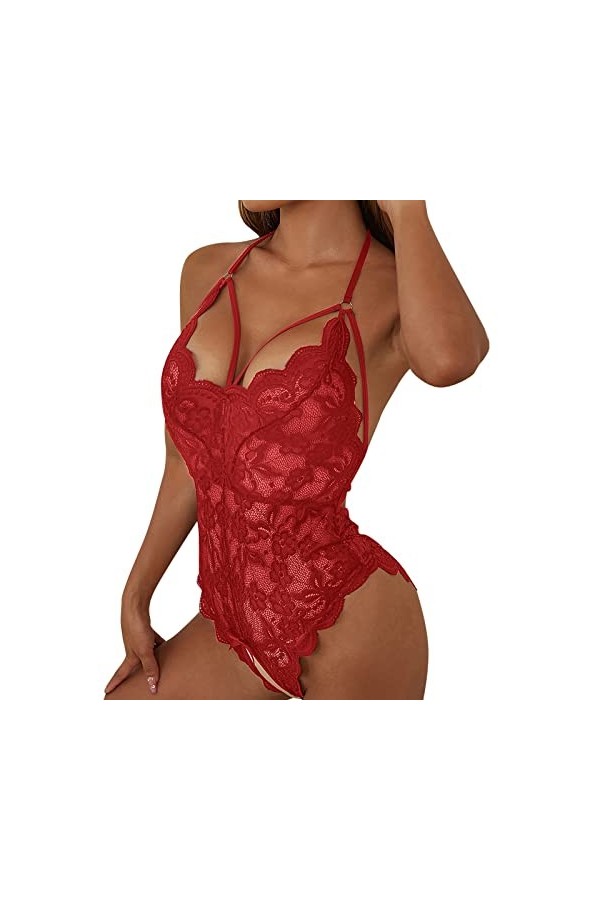 Combinaison Pyjama Femme Une-pièce - Lingerie Nuisette Dentelle Femme Grande Taille Pyjamas en Satin Lingerie Costumes Babydo