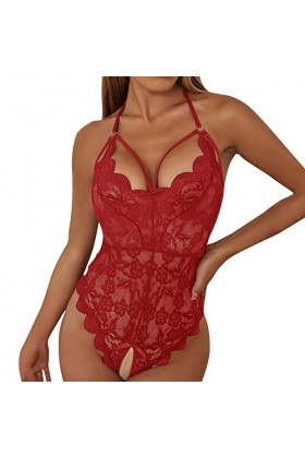 Combinaison Pyjama Femme Une-pièce - Lingerie Nuisette Dentelle Femme Grande Taille Pyjamas en Satin Lingerie Costumes Babydo