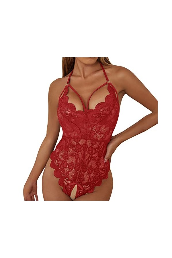 Combinaison Pyjama Femme Une-pièce - Lingerie Nuisette Dentelle Femme Grande Taille Pyjamas en Satin Lingerie Costumes Babydo