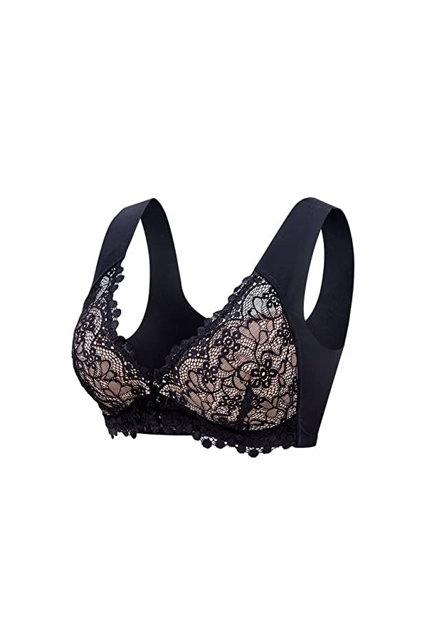 HANXIULIN Soutien-gorge push-up en dentelle pour femme - Amovible - Non-ouaté - Bretelles spaghetti - Respirant - Confortable