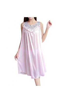 Pyjama en soie glacée pour femme - Robe de nuit sexy - Col en V - Satin - Vêtement de nuit vintage - Robe de pyjama - Lignes 