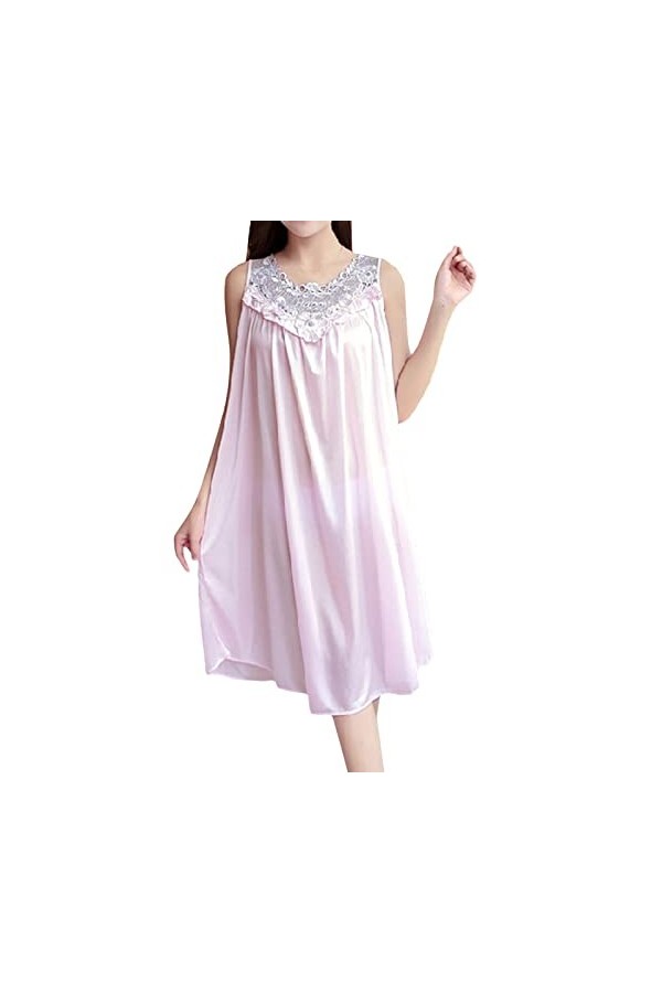 Pyjama en soie glacée pour femme - Robe de nuit sexy - Col en V - Satin - Vêtement de nuit vintage - Robe de pyjama - Lignes 