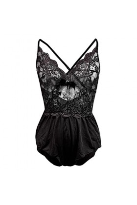 Femme Lingerie Nuisette, Nuit Sexy Chemise De Ensemble À Bretelles Dentelle Une Pièce Dossier Ouvert Pyjama Body Érotique Str