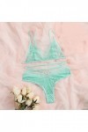 liaddkv Femmes Lingerie Sexy Trois Points Dentelle Costume Fendu Bretelles Lingerie, bleu clair, M