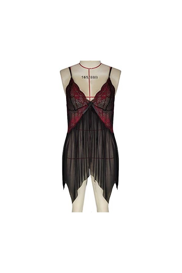 liaddkv Sous-vêtement de cou pour enfant et femme - Dentelle florale en V - Sexy - Lingerie de Noël, rouge, S