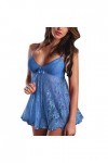 liaddkv Lingerie sexy en dentelle pour femme - Sans dentelle, bleu, XL