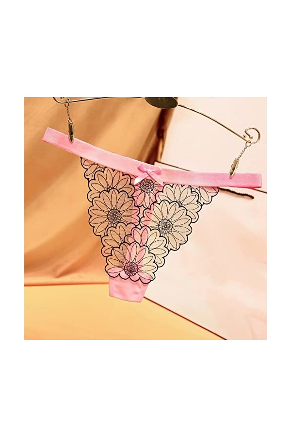 Culottes Dentelle Respirant pour Femmes Tanga String Ouvert Hot Jolie Dentelle Florale String Femme Sexy Chic Culotte Dentell