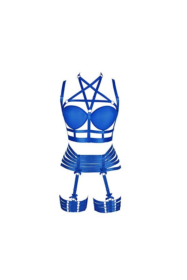 BBOHSS Femme Harnais de Corps Soutien-Gorge Punk Porte-Jarretelles élastique réglable Danse Gothique Carnaval Accessoires de 