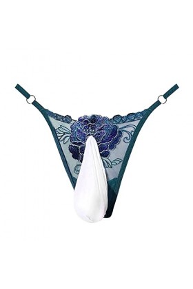 Générique String Homme Sexy Hot Dentelle Slips Boxer String Homme brodé Maille Sexy Appel Transparent Taille Basse réglable G