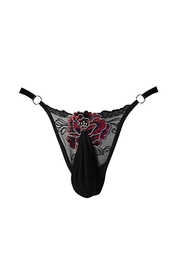 Générique Lingerie Sexy Femme Body et Combinaison String Homme brodé Maille Sexy Appel Transparent Taille Basse réglable Gran