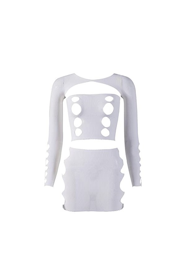 CUTeFiorino Collants sexy en résille phosphorescents et brillants - Vert sexy - Pour femme, Blanc., taille unique