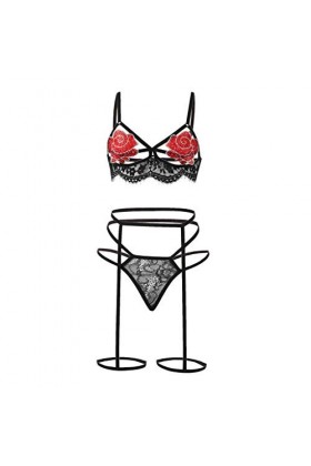 sous-Vetements Femme 2 Pièce Ensemble Soutien Gorge et String Dentelle Vêtements De Nuit Sexy Lingerie Sexy Ensemble Erotique