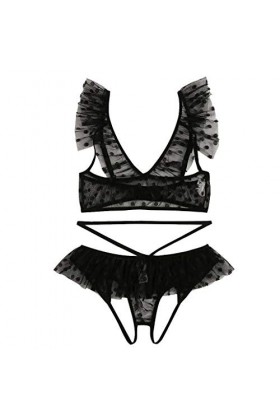 sous-Vetements Femme Erotique Lingerie Sexy Ensemble Dentelle Ensemble Soutien Gorge et String 2 Pièce Vêtements De Nuit Sexy