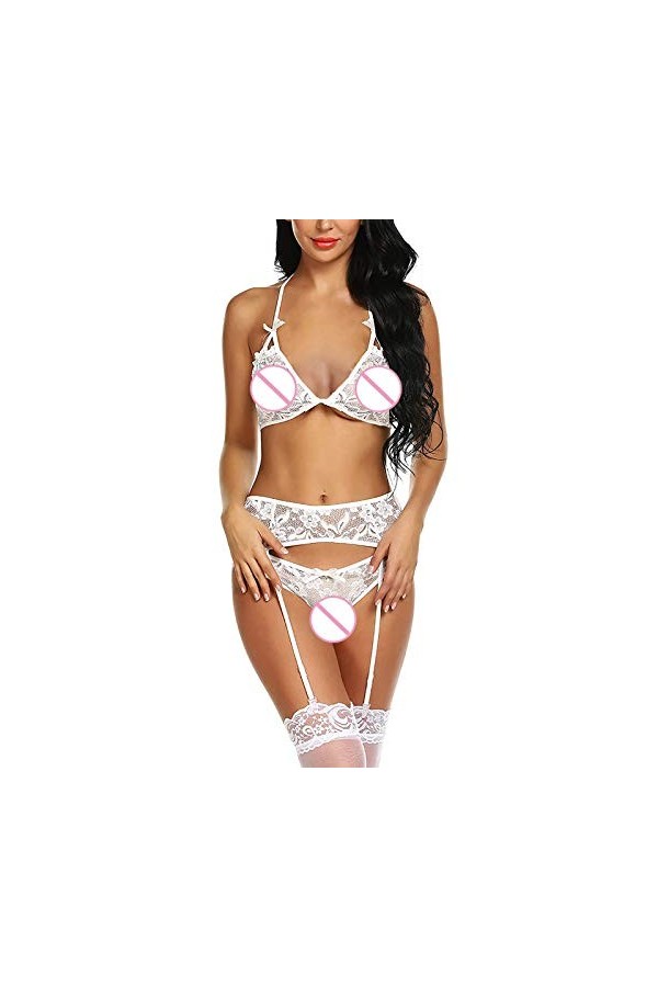 Lingerie Sexy Ensemble Femme Dentelle Ensemble Soutien Gorge et String Erotique sous-Vetements 2 Pièce Vêtements De Nuit Sexy