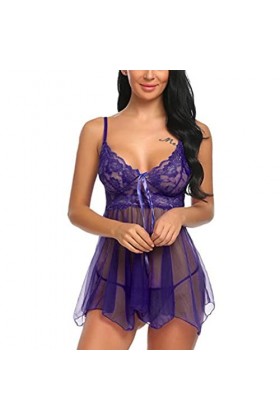 Ensemble de Lingerie Erothique Sexy Hot Dentelle Femme Dentelle Dentelle Sexy Femme Voir à Travers la Chemise de Nuit Fendue 
