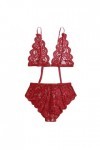 Zannycn Ensemble de lingerie sexy pour femme - Lingerie sexy - Avec bas - Lingerie sexy - Pour femme, rouge, M