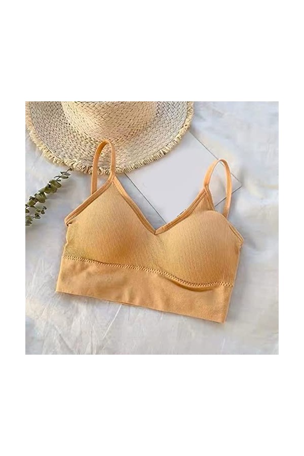 Bralette Bralette Zero Feel Bralette Soft Sport Brassière avec bonnets rembourrés, soutien-gorge de sport pour femme, jaune, 