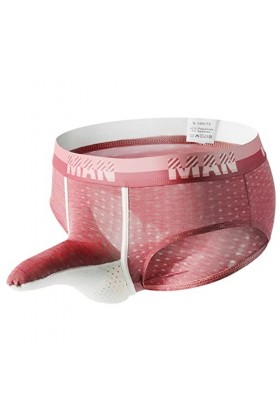 Culotte décontractée en soie glacée respirante pour homme avec motif éléphant, rouge, M