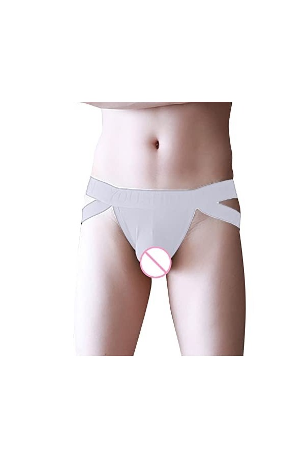 FGUUTYM Sous-vêtement pour homme - Sexy - Low Rise - Thread Ice Thread - Mode Ride Up, Blanc., M