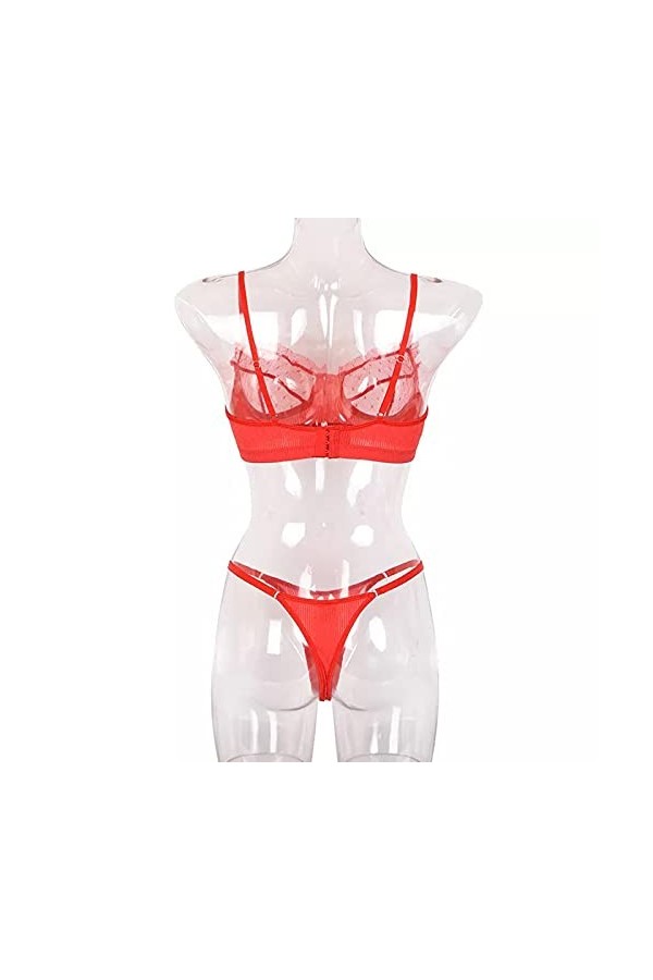 sous-Vetements Femme Sexy Vêtements De Nuit 2 Pièce Lingerie Sexy Ensemble Erotique Ensemble Soutien Gorge et String Dentelle