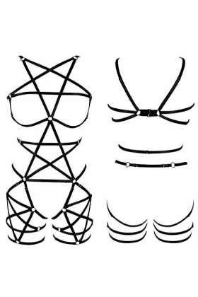 BBOHSS Femmes Harnais corps soutien-gorge jarretière doux creux réglable Punk ceinture danse carnaval Halloween gothique Cost
