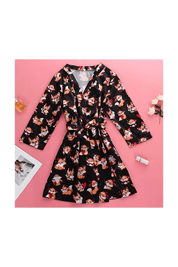 Pyjama sexy en soie pour femme - Lingerie - Robe de nuit en satin - Bustier grande taille pour femme, 3-Noir, S