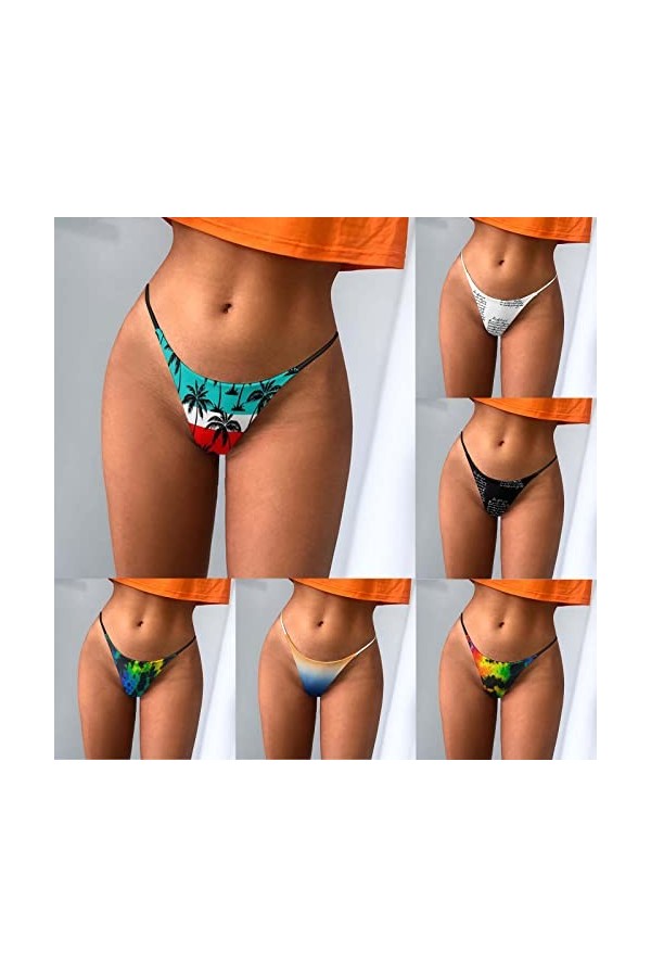 KEIZHUONIQIU String et T-Back Tangas Femmes Sexy Slips et Comfortable en Dentelle Culotte Taille Haute Léopard sous-Vetements