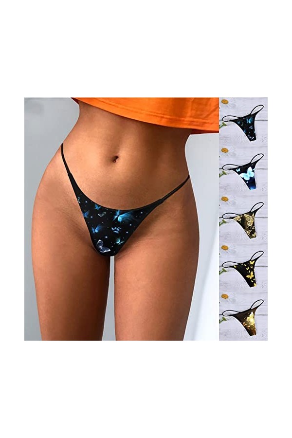 KEIZHUONIQIU G-String pour Tanga Femme Erothique Slips Respirant en Dentelle Culottes Stretch Élastique Lingerie Souvetements