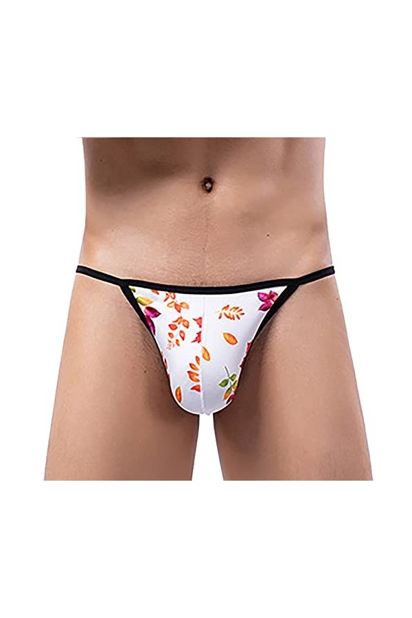 Junhasgood Culottes de Mode Masculine Culottes Sexy Ride Up Briefs Underwear Pant Robe Cuir Sexy Noir White, XXL 