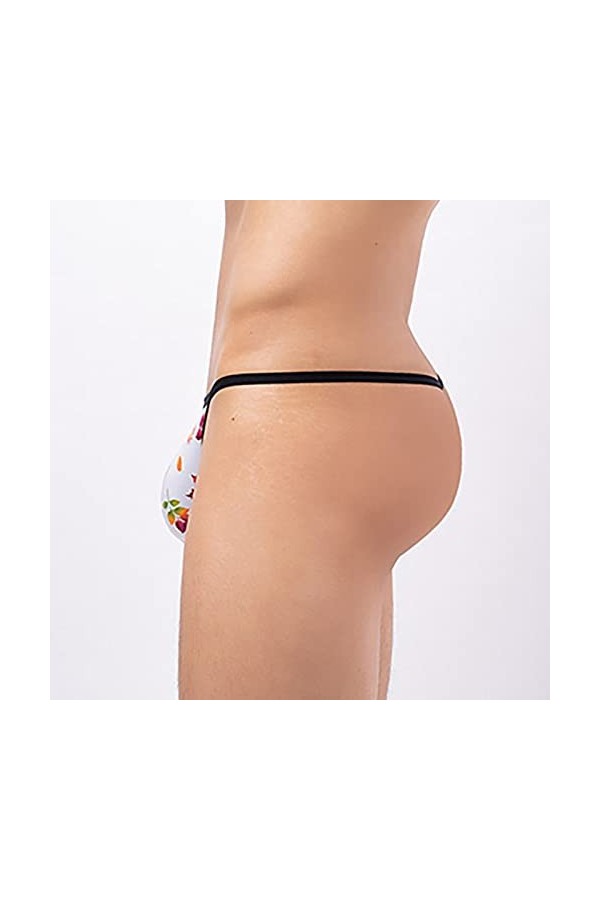 Junhasgood Culottes de Mode Masculine Culottes Sexy Ride Up Briefs Underwear Pant Robe Cuir Sexy Noir White, XXL 