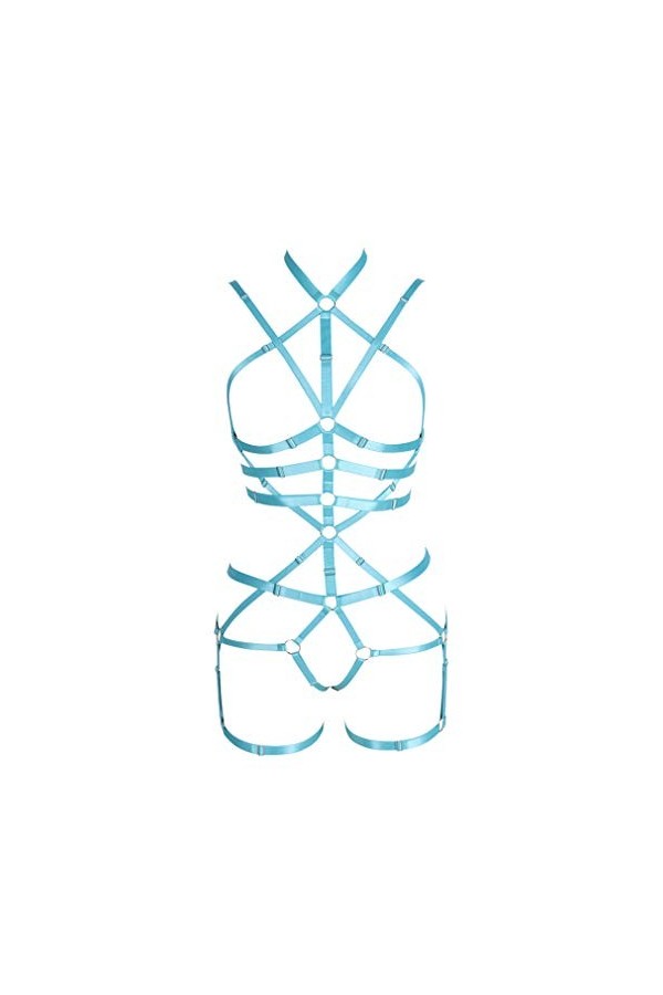 BBOHSS Ensemble de harnais pour femme avec jarretière et ceinture élastique et haut creux pour le carnaval, Vert vif, 32