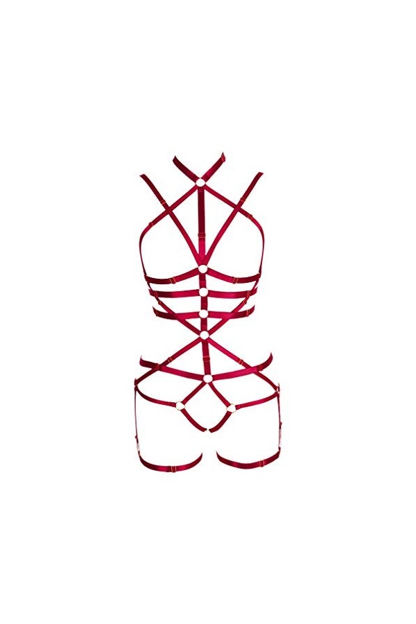 BBOHSS Ensemble de harnais pour femme avec jarretière et ceinture élastique et haut creux pour le carnaval, Vert vif, 32