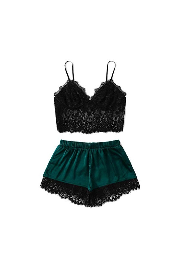 Ensemble de lingerie sexy pour femme avec soutien-gorge et culotte - Rouge, vert, S