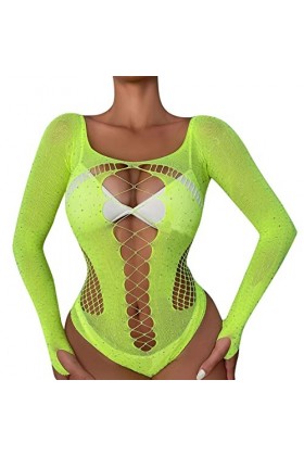 Lingerie Femme Sexy Ensemble Homme Sexy Hot y2*k Dames Sexy Brillant Lingerie à Manches Longues Maille Transparent Creux Sexy