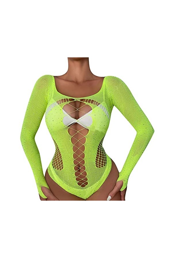 Lingerie Femme Sexy Ensemble Homme Sexy Hot y2*k Dames Sexy Brillant Lingerie à Manches Longues Maille Transparent Creux Sexy