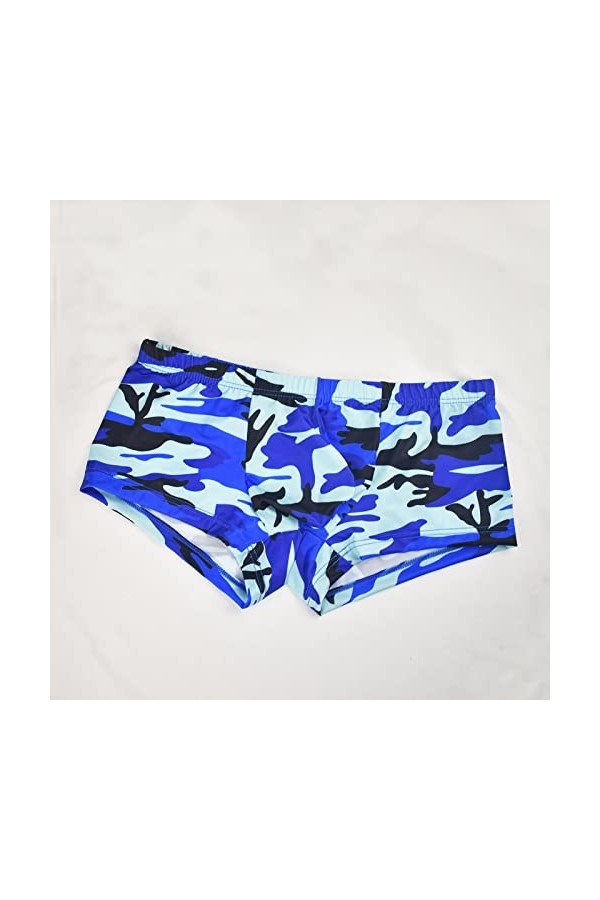 Générique Lingerie Homme Sexy Hot Hommes Imprimé Respirant Camouflage Taille Basse Sexy Tricoté Mec Robe pour Hommes Blue, X