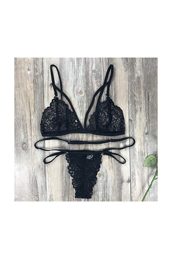 Vêtements De Nuit Femme Dentelle Ensemble Soutien Gorge et String Sexy Lingerie Sexy Ensemble Erotique sous-Vetements 2 Pièce