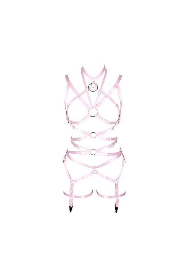 PETMHS Ensemble de ceinture porte-jarretelles à bretelles pour femme - Style punk, Whtie., taille unique