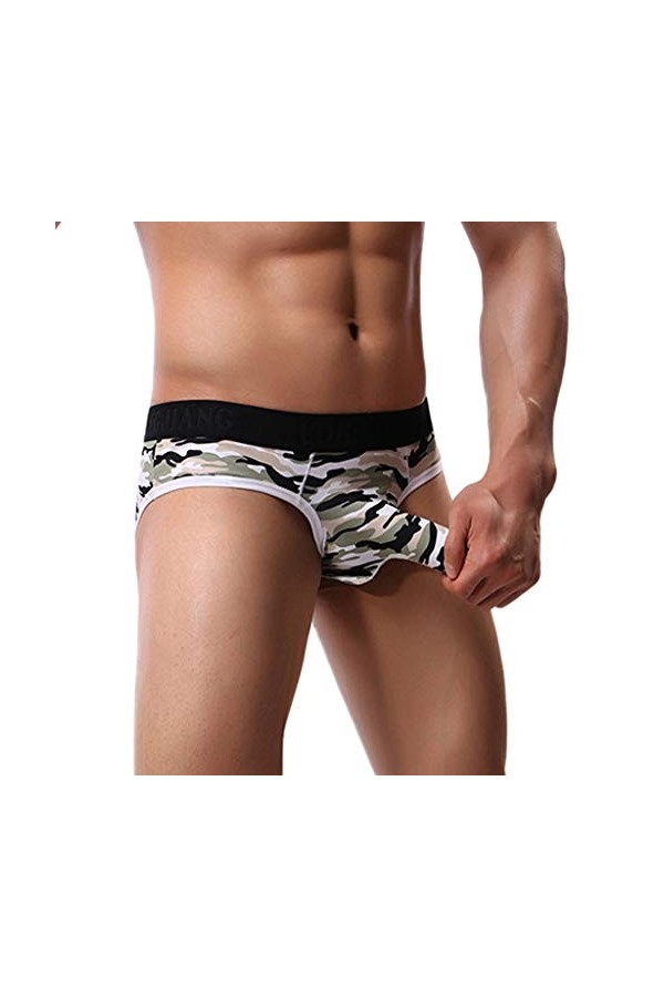 LOIJMK Culotte sexy pour homme, vert, M