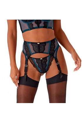 Gossard Bretelles VIP Confession, Noir/Bleu Sarcelle, S Femme