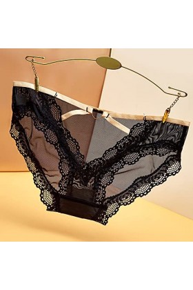 LDadgf Culotte sexy rayée en soie glacée pour femme, culotte creuse avec filetage Ken poupée, sous-vêtements bleu, taille un