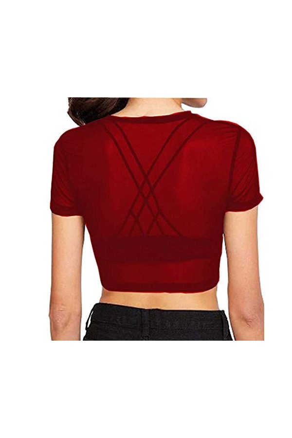 Générique Soutien Gorge Sexy Coquin T-Shirt décontracté à Manches Courtes en Maille Transparente pour Femmes Chemise De Nuit 