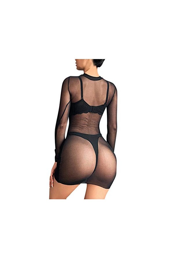 NHNKB Lingerie sexy pour femme - Sous-vêtements sexy - Sous-vêtements de Noël - Surfaces de clubwear en maille filet - Mini i